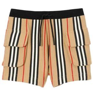 Burberry Girl Ines Icon Stripe Drawstrings Cotton Shorts Archive Beige Sz 4Y NWT
